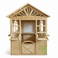 NUEVO DISEÑO Casa de Muñecas Moderna de Ratán Natural Tejida a Mano, Ecológica y Duradera, Decoración para Dormitorio Infantil, Sala de Estar, Centro Comercial, Hecha en Vietnam