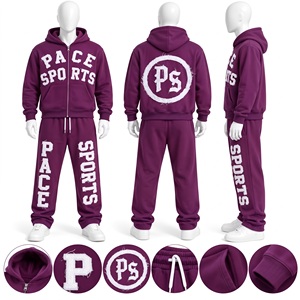 <b>mens</b> retro purple eggplant tracksuit chenille patch embroidery full zip jacket straight sweatpants heavy fleece <b>2</b> <b>piece</b> <b>set</b> - Product Image 1