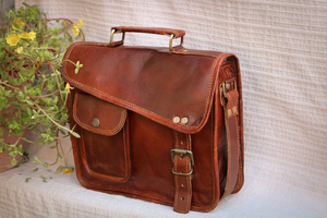 Sac de messager vintage en cuir de chèvre marron de la meilleure qualité Sacoche pour ordinateur portable à la mode pour les produits de gros - Product Image 2
