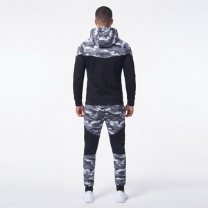 Pantalones Jogger de Camuflaje para Hombre, de Alta Calidad, Personalizados, con Bloques de Color Gris y Puños Negros, Cintura Elástica, Estilo Casual - Product Image 2