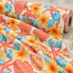 100% Polyester 100GSM Silk Crepe Printed <b>Fabric</b> Coastal Shell Flower Pattern Textile <b>Roll</b> for Garment Sewing Bedding Girls - Product Image 1