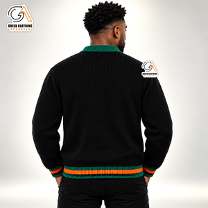 Cardigan en tricot pour homme FAMU, broderie frontale, col en V, manches longues, respirant, anti-plis, séchage rapide, idéal pour l'hiver - Product Image 2