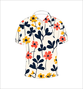เสื้อโปโลพิมพ์ลายดอกไม้หลากสีสำหรับผู้ชาย แขนสั้น แฟชั่นลำลอง เสื้อกอล์ฟ รับทำโลโก้ตามสั่ง OEM ODM ขายส่ง - Product Image 4