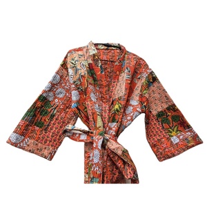 Kimono de retazos Kantha de algodón Vintage indio hecho a mano, diseño único, diferentes patrones, tejido cosido a mano, térmico de verano - Product Image 4