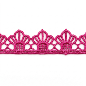 Encaje Guipur Geométrico Rosa Intenso de 15mm, Ecológico y Personalizable, Rollo de 20 Metros para Lazos para el Cabello, Diademas, Bolsos y Manualidades para Bebés - Product Image 1