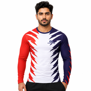 <b>Mens</b> Eco-Friendly Spandex/Polyester Crew Neck <b>Long</b> <b>Sleeve</b> Gym Compression Shirt Custom Printed Sportswear Rash Guard <b>Top</b> - Product Image 4