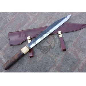Couteau Seax Viking long en acier au carbone forgé à la main, lame de 15 pouces, manche ambidextre en bois de noyer et os avec bolster en laiton, pour la chasse en extérieur - Product Image 1