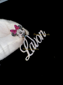 Iced 925 Plata Moissanite encantos personalizados inicial cursiva nombre letra Bling Mickey dibujos animados fianza moda niños joyería regalos - Product Image 5