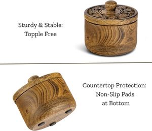 Contenedor de Especias de Madera Hecho a Mano con Cuchara y Hebilla, Diseño Rústico, Apilable, Hermético, Ecológico y a Prueba de Humedad para Almacenamiento de Alimentos - Product Image 4