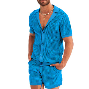 Conjunto de 2 Piezas de Verano 2026, Pantalones Cortos y Camiseta de Manga Corta con Logotipo Personalizado para Hombre, con Tela Perforada, Estilo Casual - Product Image 4