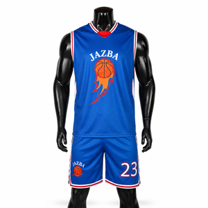 ชุดยูนิฟอร์มบาสเก็ตบอลชาย Jazba Custom ผ้าโพลีเอสเตอร์ 100% แบบอินเตอร์ล็อค เสื้อเจอร์ซีย์แบบซับลิเมชั่น กางเกงขาสั้น ชุดกีฬาทีม ระบายเหงื่อได้ดี - Product Image 1