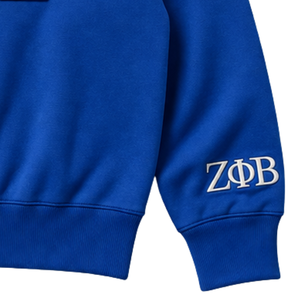 Sweat-shirt d'hiver en polaire Zeta Phi Beta Miner Hall bleu pour femme, broderie de lettres grecques écologiques, col rond, haut de gamme - Product Image 5