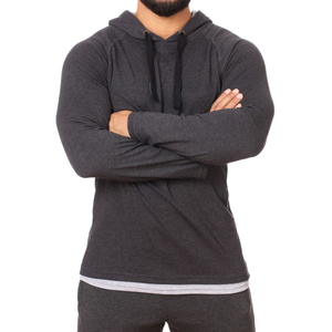 New Design Men’s <b>Lightweight</b> Hoodie Slim Fit Raglan Pullover Custom Printed Performance Sportswear Training <b>Hoody</b> Low MOQ OEM - Product Image 2