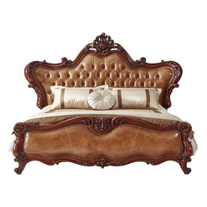 Lit king-size victorien en bois massif avec revêtement en velours capitonné, design élégant, ensemble de meubles de chambre à coucher - Product Image 5