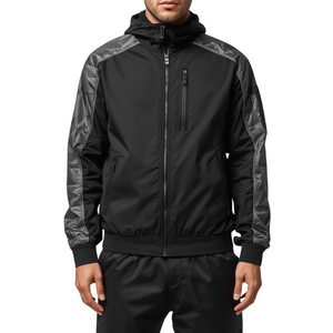 Survêtement coupe-vent en nylon Midnight Tech pour homme moderne, streetwear premium uni, respirant, séchage rapide, utilitaire et contemporain - Product Image 2