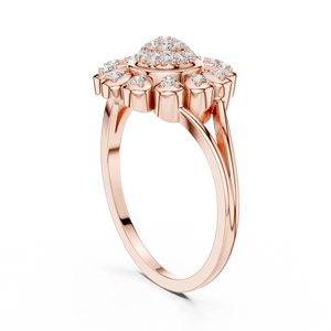Anillo minimalista con diamante de corte redondo para mujer, banda a juego de oro macizo de 14k, para regalo, compromiso, aniversario, boda - Product Image 6