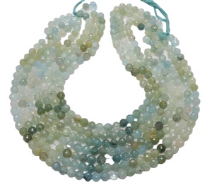 High Luster Well Shaped Natural Multi <b>Aquamarine</b> Faceted Round Beads with Uniform Size Hand Cut Beads for Custom Jewelry Work - Product Image 1