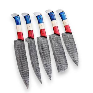 Hammered Blade Damascus Steel Industrial Grade Hand Forged Eco-Friendly Chef <b>Set</b> Ergonomic Durable Full Tang Professional Wood - Product Image 6