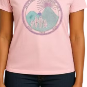 เสื้อยืดโลโก้ทรงกลมสีชมพูสำหรับผู้หญิง ลำลอง สตรีทแวร์ สวมใส่สบาย แฟชั่นไลฟ์สไตล์ เสื้อผ้าชั้นนำ - Product Image 6