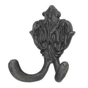 Porte-manteau mural vintage en métal robuste en fonte noire à motif festonné - Product Image 4