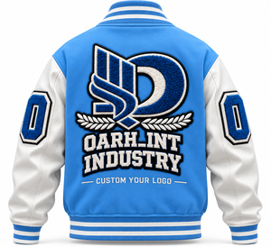 OARH_INT INDUSTRY เสื้อแจ็คเก็ตวาร์ซิตี้สีขาวสำหรับผู้ชาย ปักโลโก้ สไตล์พรีปปี้ ใส่ได้ในฤดูใบไม้ร่วง - Product Image 2