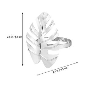 <b>Silver</b> Monstera Leaf Metal <b>Napkin</b> Rings 2.5 Inch Modern Table Decor for Wedding Dining - Product Image 6