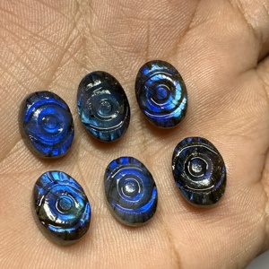 Pierres précieuses ovales en labradorite bleue naturelle de qualité AAA, 13x18 mm, 12x16 mm, 10x14 mm, pierre précieuse œil-de-chat sculptée, certifiée IGI, Rida - Product Image 3