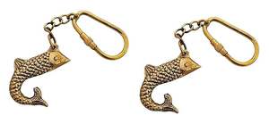 Porte-clés en laiton doré antique, style marin vintage, avec poisson, pour décoration - Product Image 3