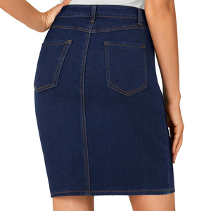 Women Skirt <b>Mini</b> Denim Design Regular Waist Slim Fit Knee Length Summer Breathable Casual Fashion Wear - Product Image 4