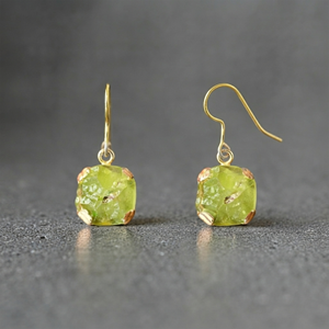 Raw Quartz <b>Dangle</b> Wire <b>Earrings</b> <b>Gold</b> Plated Prong Set Gemstone Jewelry Minimalist Women's - Product Image 3