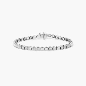 Bezel Tennis <b>Bracelet</b> With Asscher Cut Lab-Grown Diamonds In White Gold - Product Image 1