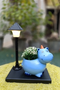 Pot de fleurs décoratif en éco-résine, motif zèbre mignon, émaillé, pour intérieur, bureau et jardin. - Product Image 2