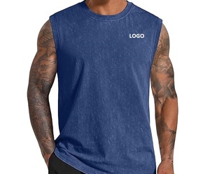 Camiseta sin mangas personalizada con logo para hombre, chaleco deportivo transpirable de punto para gimnasio y entrenamiento muscular - Product Image 1