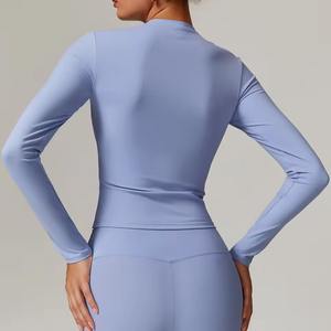 Haut court sexy personnalisé pour femme, à bretelles, manches longues, respirant, pour le yoga, le sport et l'entraînement, soutien-gorge de sport, débardeur court - Product Image 3