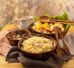 Ensaladera de madera de calidad superior hecha a mano con cuchara para ocasiones de FIESTA DE LA India - Product Image 3