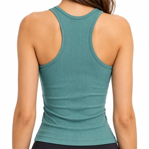 Camiseta sin mangas acanalada para mujer, cuello redondo, ajustada, informal, de tela acanalada premium, corte slim fit. - Product Image 3