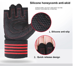 Breathable Half Finger Outdoor Training Gloves Lifting Workout Weightlifting Gym Fitness <b>Dumbbell</b> Unisex Polyester - Product Image 4