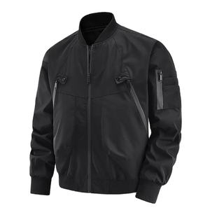 Blouson aviateur décontracté léger pour hommes, printemps-automne, coupe-vent de sport zippé avec poches, manteau teint en plaine, vêtements - Product Image 3