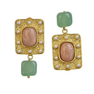 Pendientes Colgantes Bohemios de Flor Chapados en Oro de Cuarzo, Joyería de Fiesta Hecha a Mano para Mujer - Product Image 4