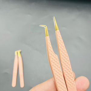 Pince à épiler pour extensions de cils DANTRIC IMPLANTS JK-214 en acier inoxydable recouvert d'une couche de couleur nude, antimagnétique, réutilisable, 10 mm, pointe lisse - Product Image 4