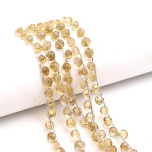 Perles de quartz citron naturel facettées en forme d'oignon 7-9 mm, perles de quartz citron facettées en forme de goutte d'eau pour la création de bijoux - Product Image 1