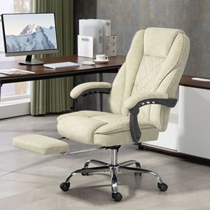 Sedia da Ufficio Reclinabile Riscaldata con Altezza Regolabile e Poggiapiedi, Poltrona Direzionale Beige con Massaggio su Base in Nylon, Materiale PP - Product Image 2