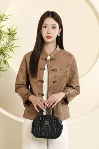 Nueva Chaqueta Casual de Moda para Mujer, al por Mayor, de PU Sólido Transpirable, con Frente Tejido, Ajuste Regular Suave, Logotipo Personalizado, para Otoño, Ropa de Calle y Exterior - Product Image 2