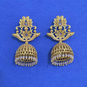 Pendientes antiguos Jhumki con rodio, 206914 - Product Image 4
