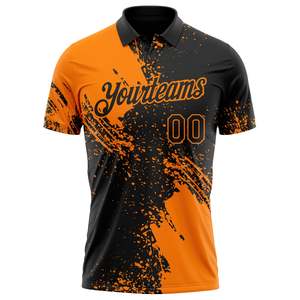 Yourteams Custom Sublimated <b>Baseball</b> Polo Shirt Men's Moisture Wicking Short Sleeve Performance Wear Orange Black Design - Product Image 1