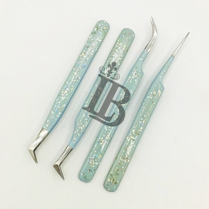 Pinzas con Purpurina de Acero Inoxidable Sostenible para Extensiones de Pestañas, Pinzas Rectas de 90 y 45 Grados para Pestañas de Visón - Product Image 1