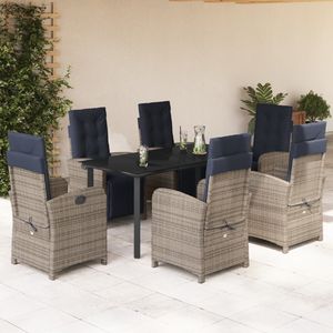 Set da Pranzo da Giardino in Rattan PE Grigio per 6 Persone con Coperture Rimovibili, Arredamento da Esterno - Product Image 1