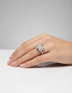 Round Natural <b>Diamond</b> <b>Ring</b> for Women in 18KT Gold Plated Classic Style - Product Image 5