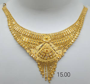 Collar de Oro Sólido de 22K para Mujer, Gargantilla Tradicional India con Filigrana, Joyería Nupcial Hecha a Mano, Conjunto de Oro de 15g - Product Image 2