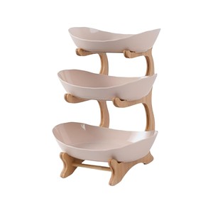 Juego de Recipientes de Bambú de 3 Niveles con Logotipo Personalizado, Soporte de Madera de Bambú, Bandeja Ovalada para Servir, Conservación de Frescura, Cocina, Restaurante - Product Image 1